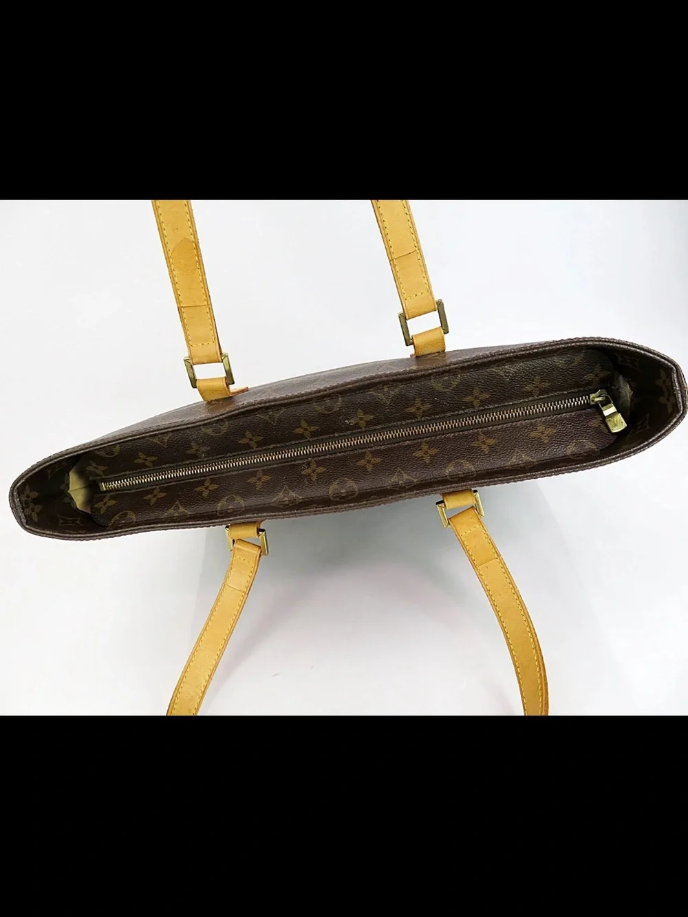 Louis Vuitton Brown Monogram Canvas Tote with Yellow Leather Straps